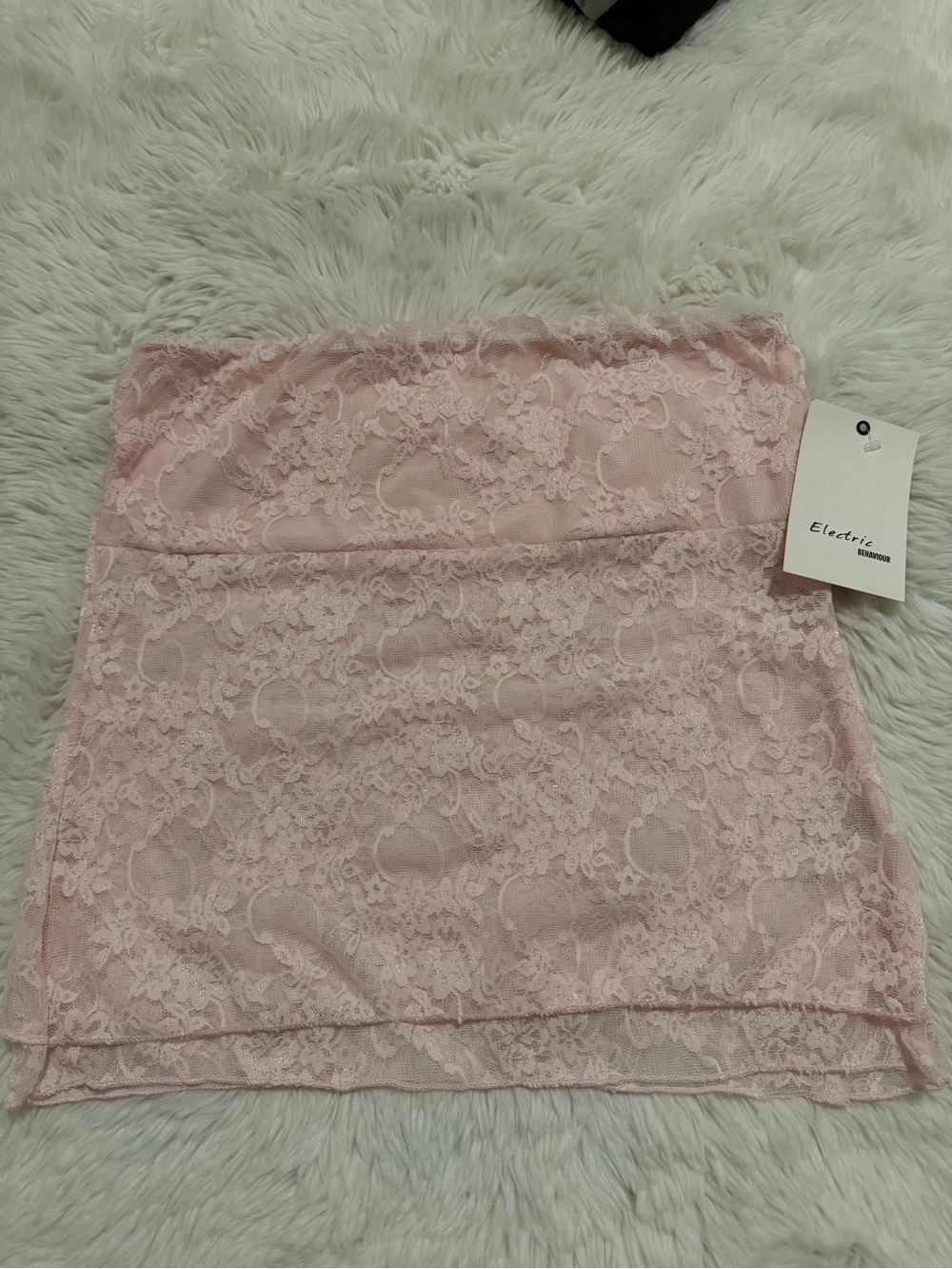 Electric Family Soft Pink Lace Strapless Bandeau Top